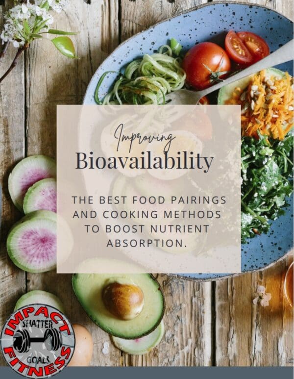 Bowl of food with text about bioavailability.