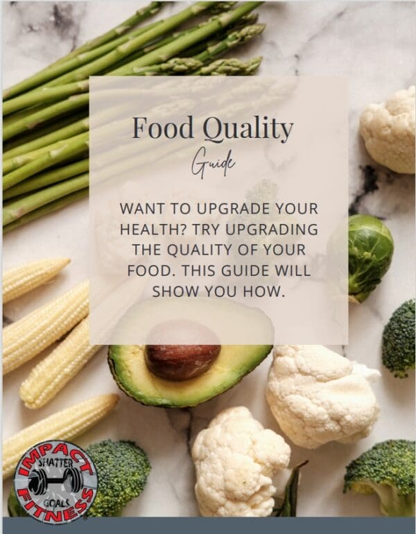 Food quality guide with fresh vegetables.