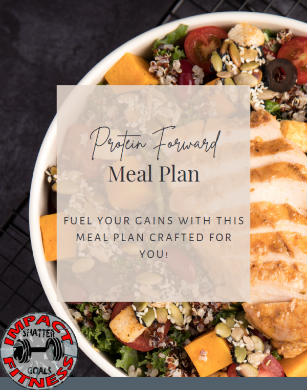 Protein forward meal plan with grilled chicken.