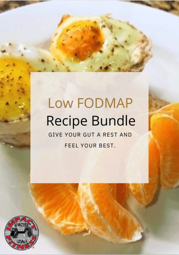 Low FODMAP recipe bundle with eggs and oranges.